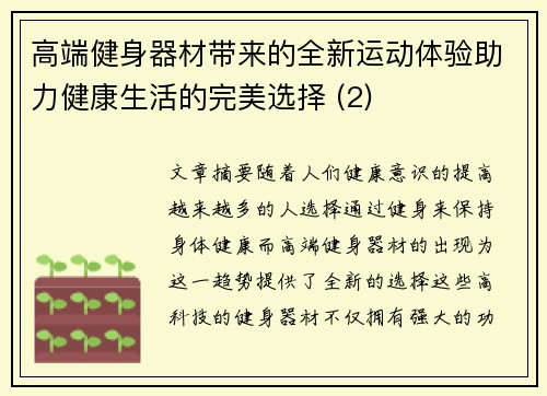 高端健身器材带来的全新运动体验助力健康生活的完美选择 (2)